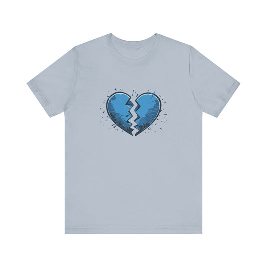 Broken Blue Heart Unisex Jersey Short Sleeve Tee