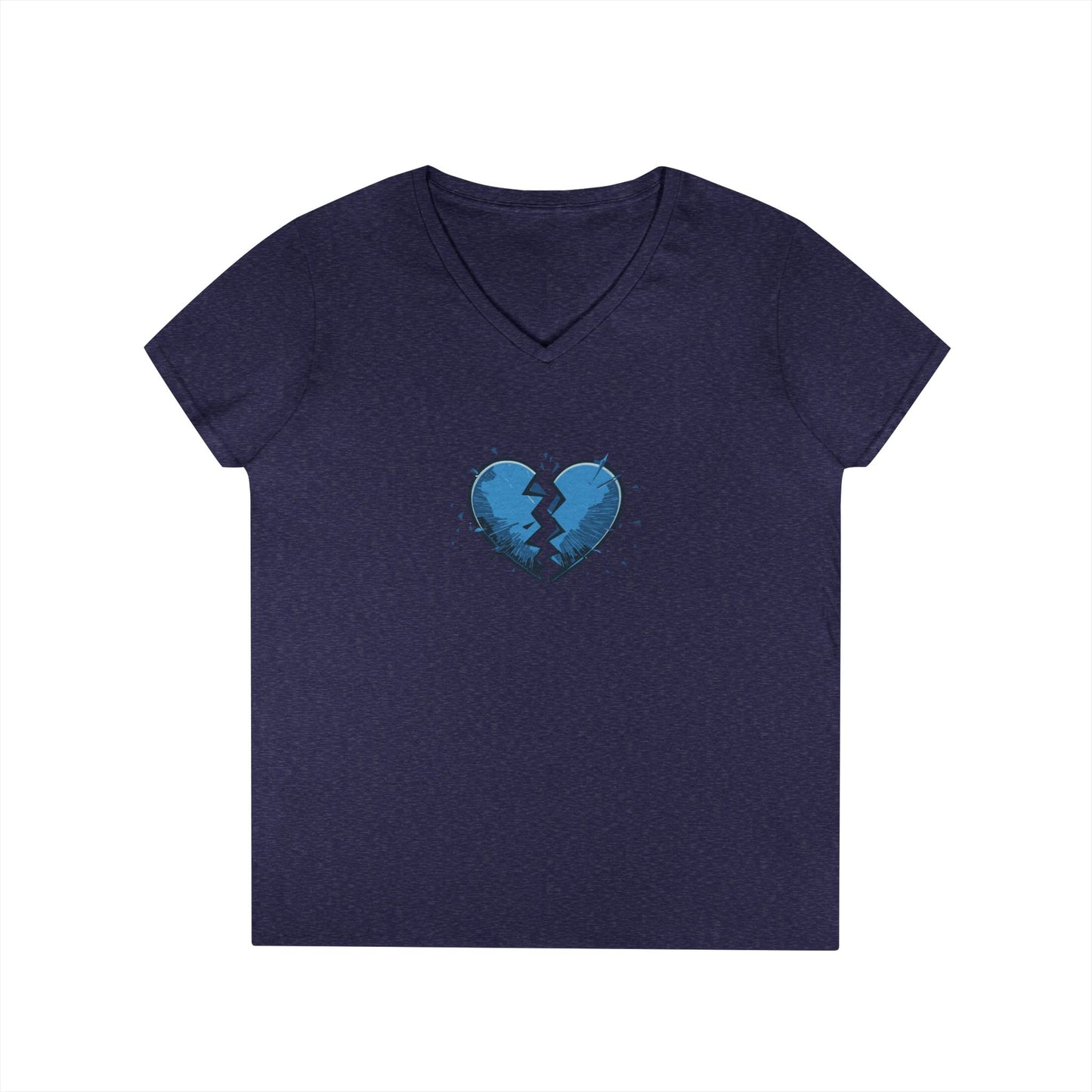 Ladies' Broken Blue Heart V-Neck T-Shirt