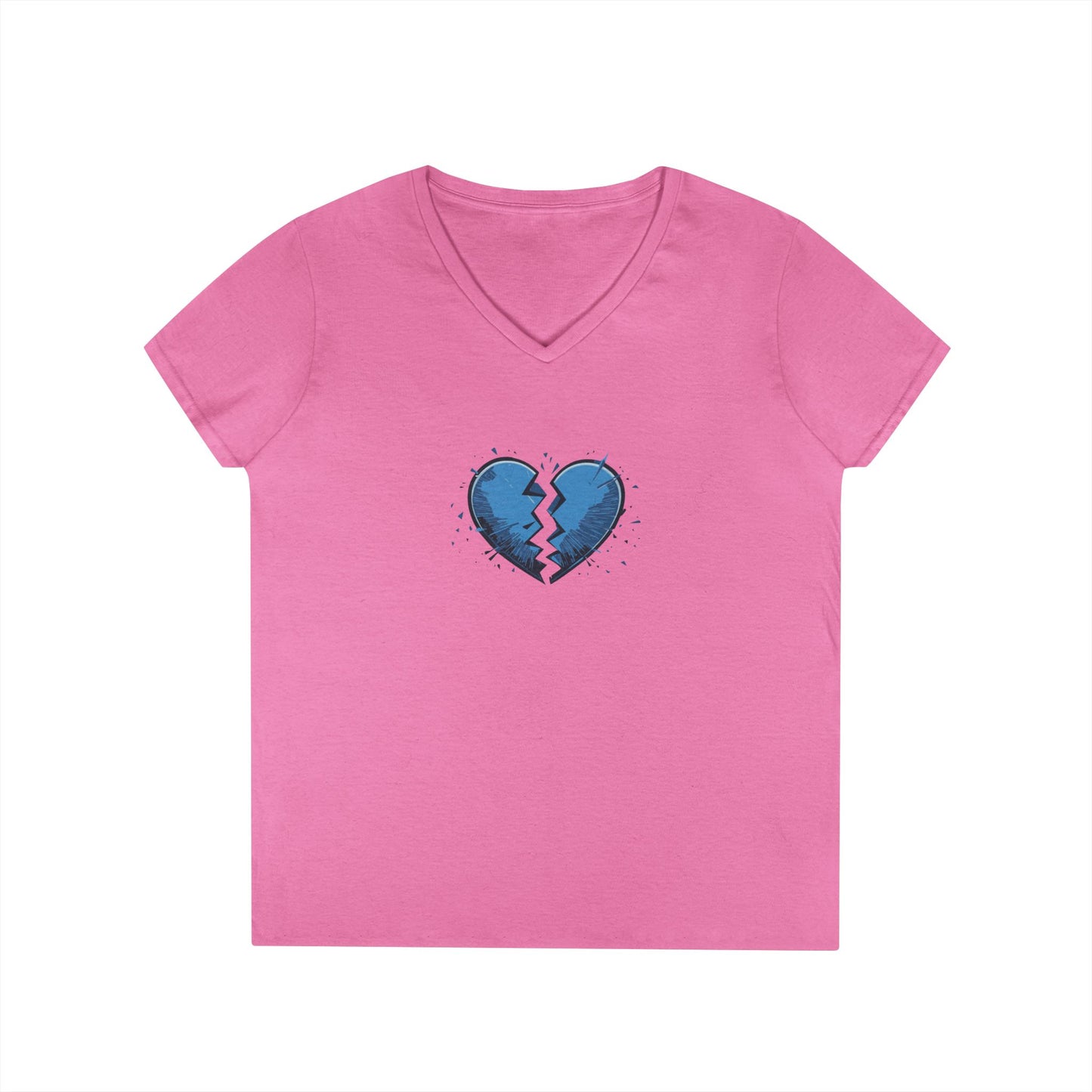 Ladies' Broken Blue Heart V-Neck T-Shirt